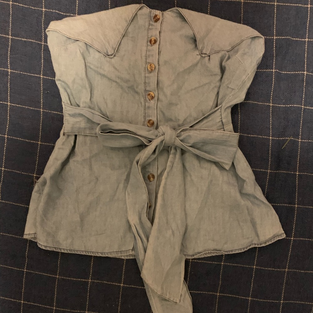 Denim strapless top. Size small